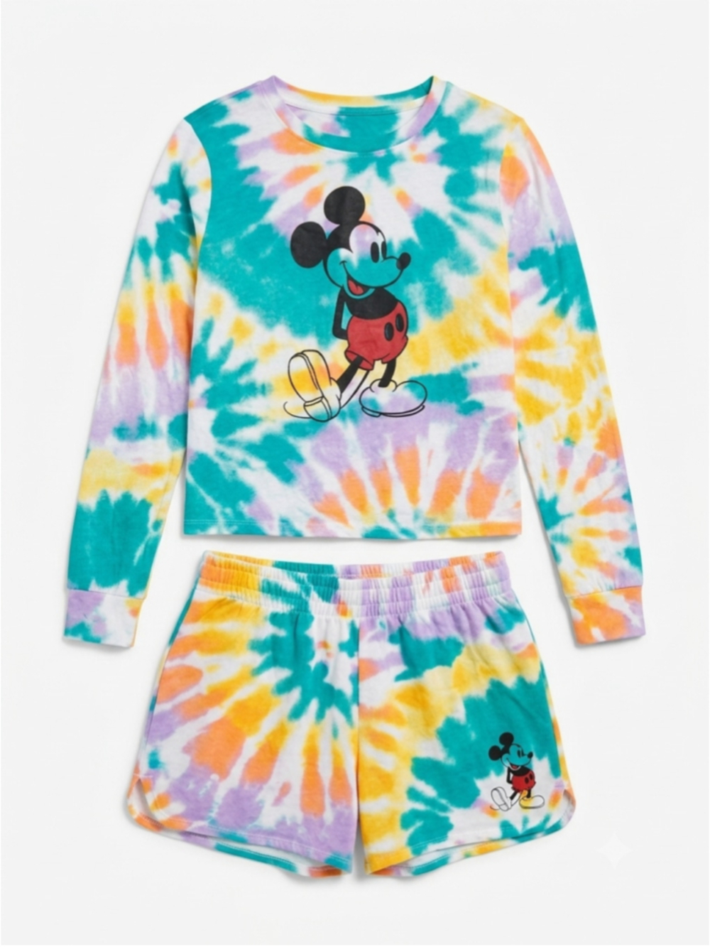 Disney Mickey Mouse Tie-Dye Long Sleeve & Shorts Set XL